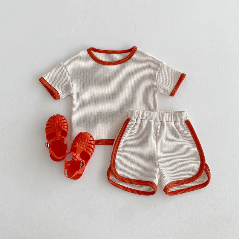 Baby 2-Piece Simple Waffle Sweatsuit Set