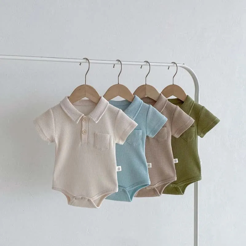 Baby Waffle Pocket Solid Color Bodysuit