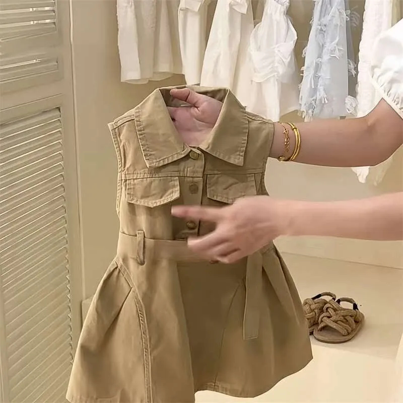 Toddler Khaki Worker Sleeveless Dress