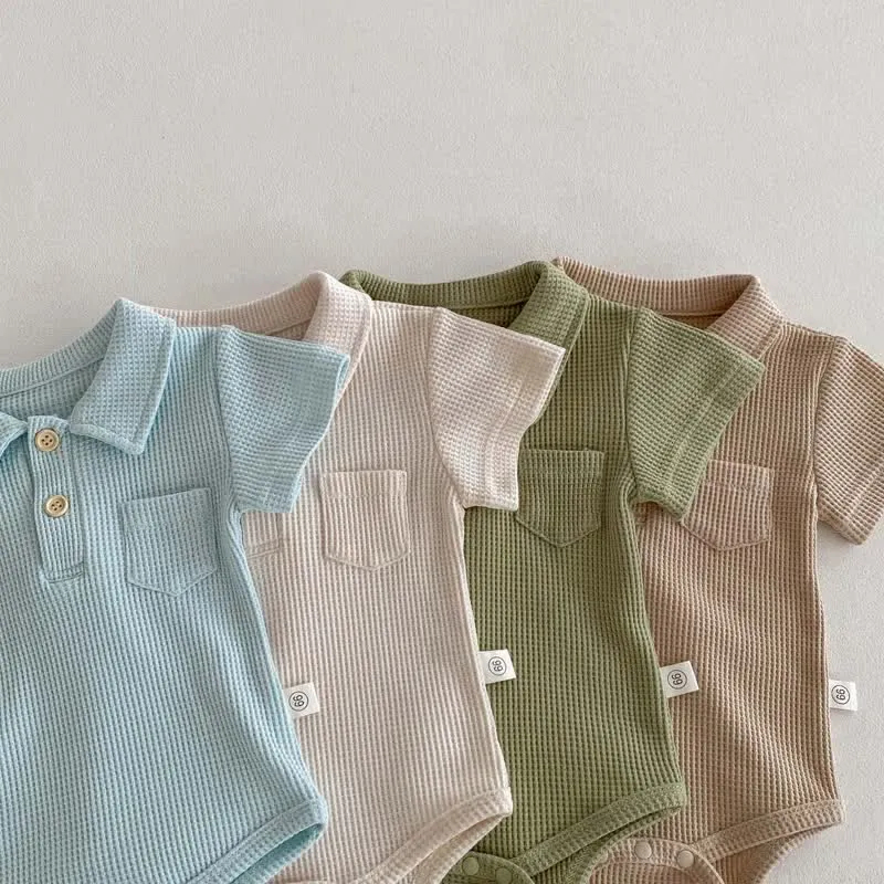 Baby Waffle Pocket Solid Color Bodysuit