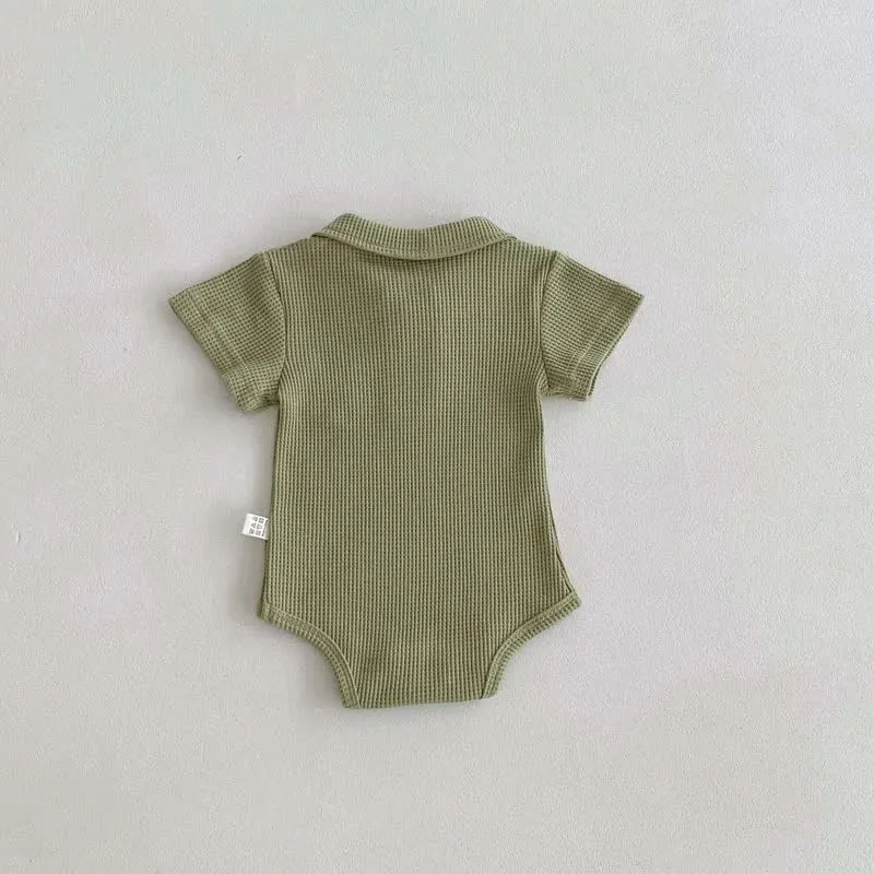 Baby Waffle Pocket Solid Color Bodysuit