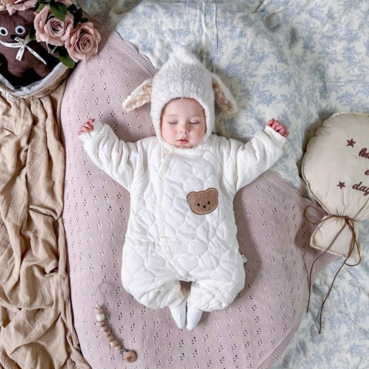 Baby Newborn Warm Bear Crawling Suit