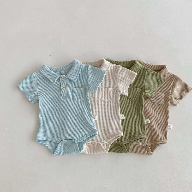 Baby Waffle Pocket Solid Color Bodysuit