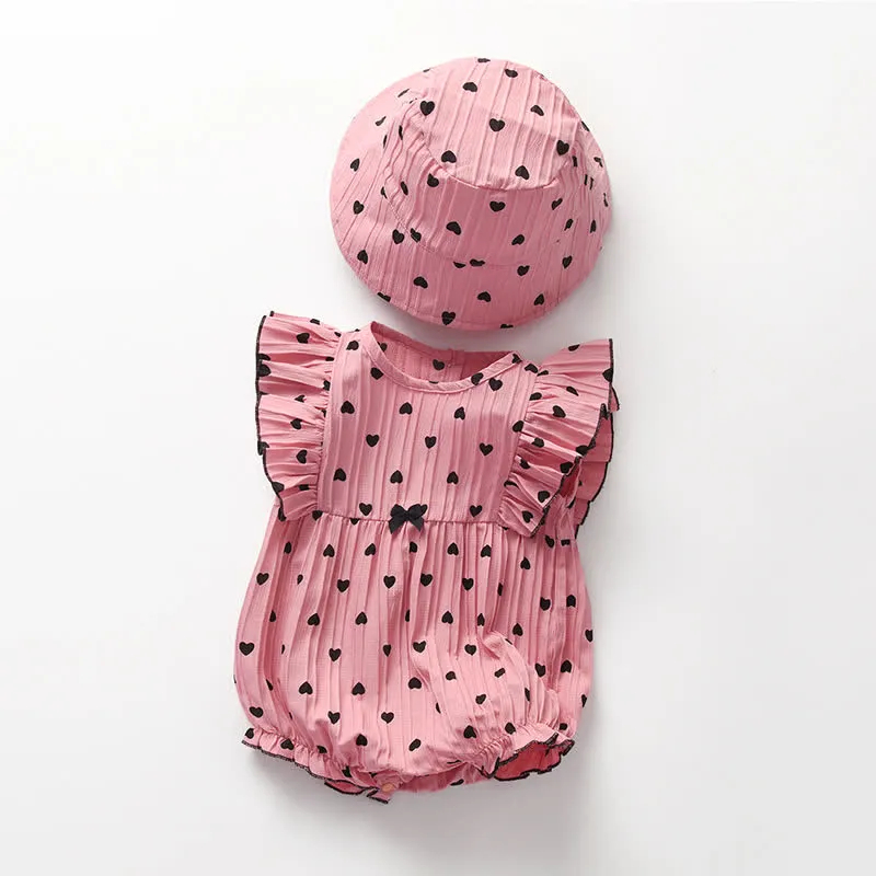 Baby Ruffled Sleeves Bodysuit with Hat