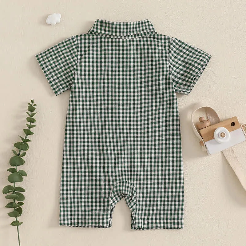 Baby Boy Plaid Pocket Romper