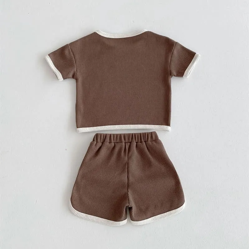 Baby 2-Piece Simple Waffle Sweatsuit Set