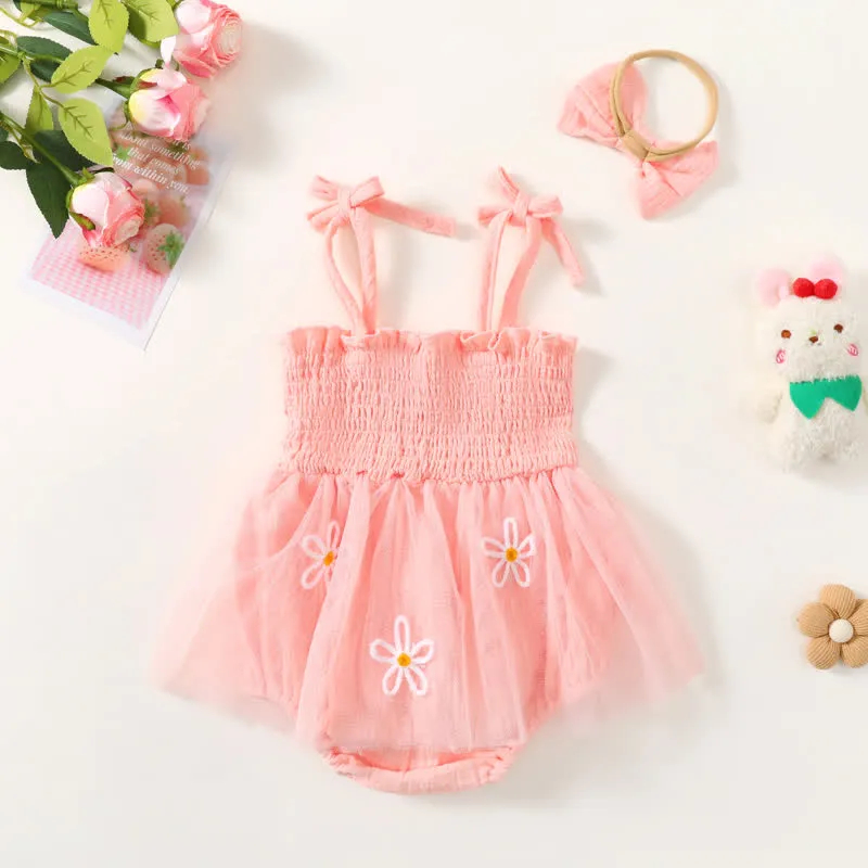 ONE Baby Flower Strap Bodysuit with Headband