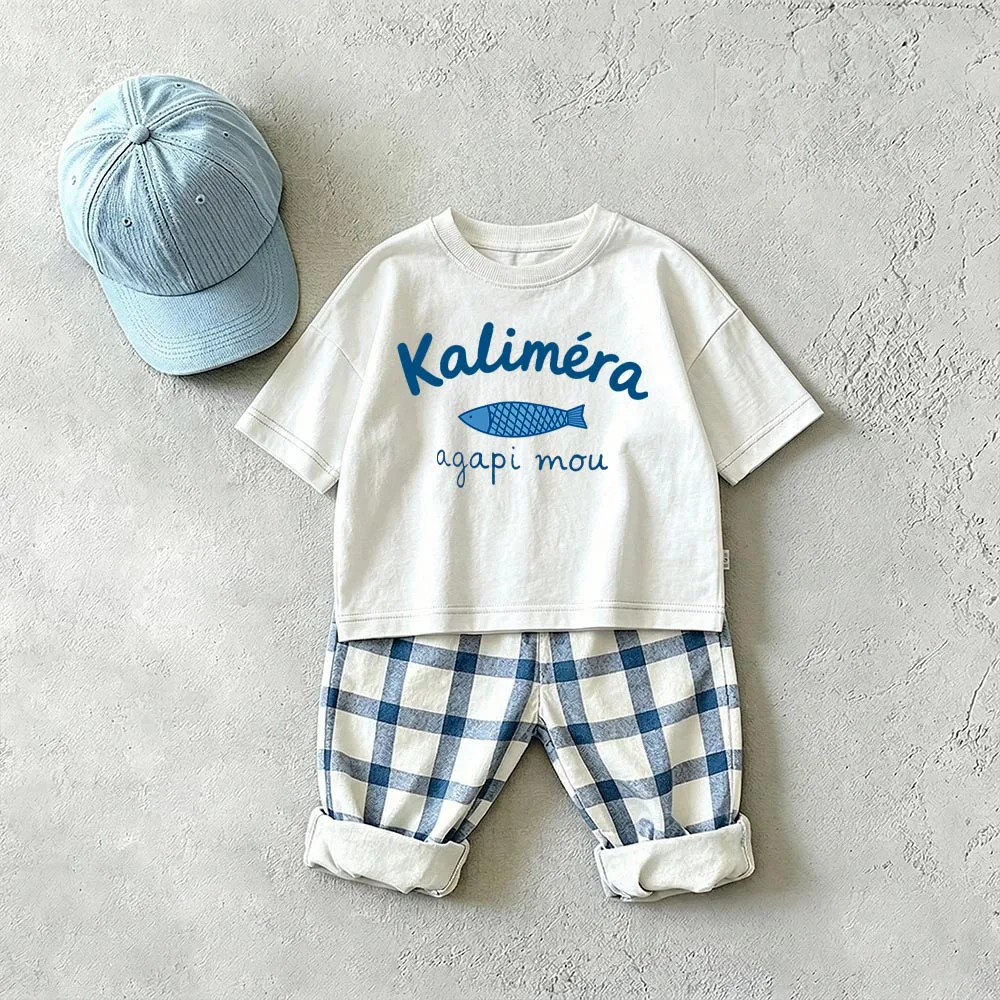 KALIMERA Baby & Kids Fish Plaid 2 Piece Set