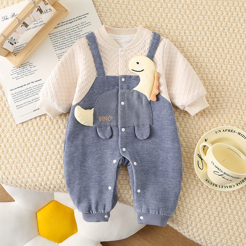 Baby 3D Dinosaur Quilted Crawler Suit