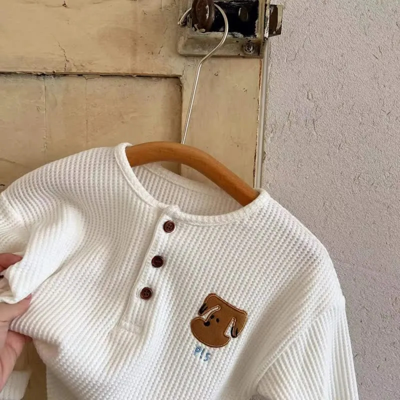 Toddler Embroidered Puppy Waffle T-Shirt