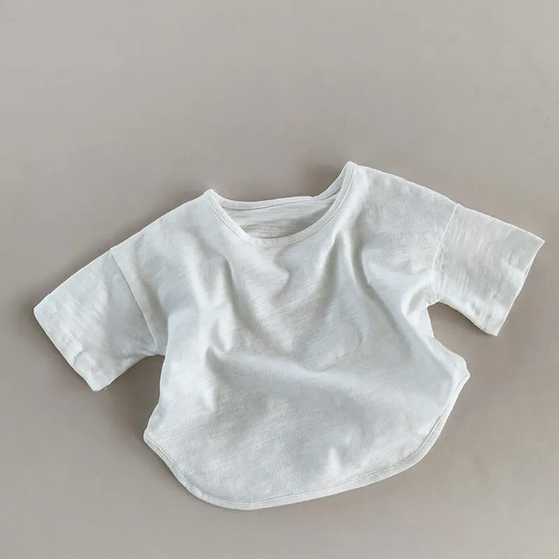 Kid Solid Color Retro Soft T-shirt
