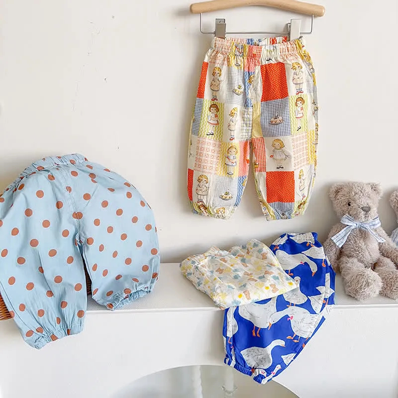 Baby Loose Duck Bear Dots Plaid Pants