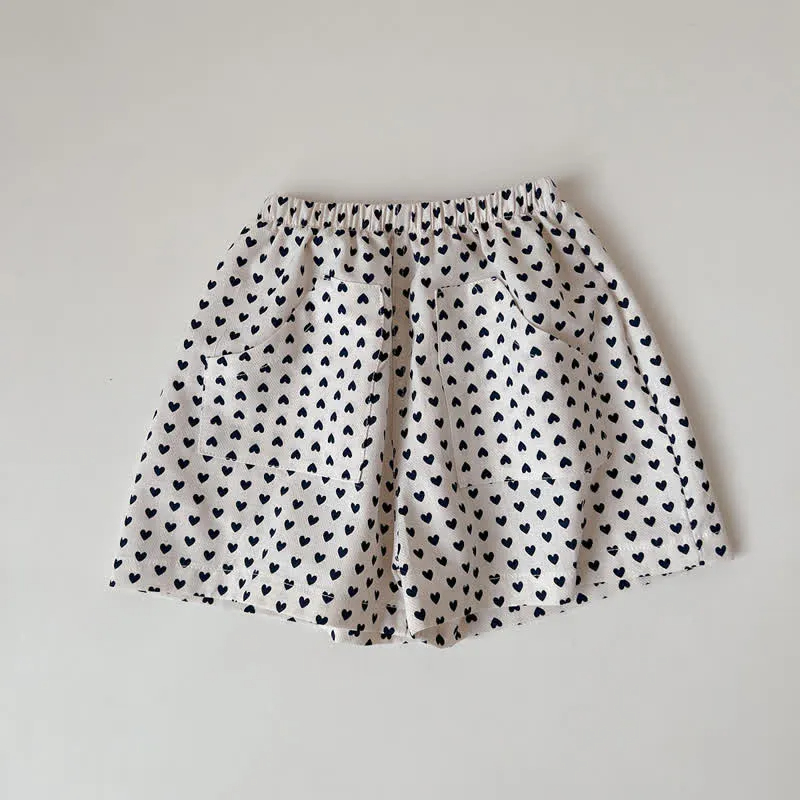 Baby Heart Dots Plaid Basic Shorts