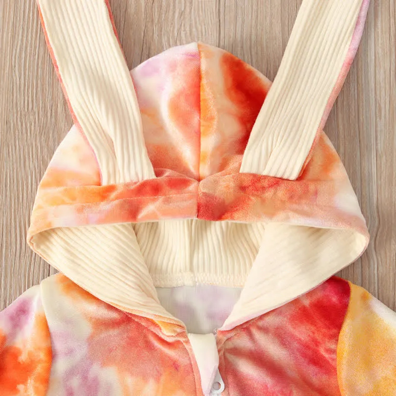 Baby Dyeing Easter Rabbit Ear Hooded Romper