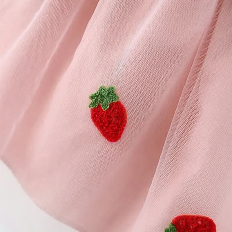 Baby Denim Bow Strawberry Tulle Dress