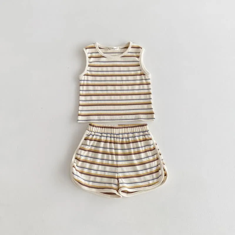 Kid 2-Piece Casual Striped Sleeveless Set