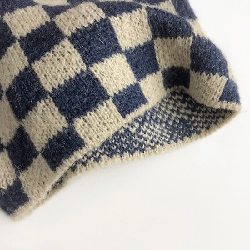 Toddler Boy Knitted Checkerboard Cardigan Shorts