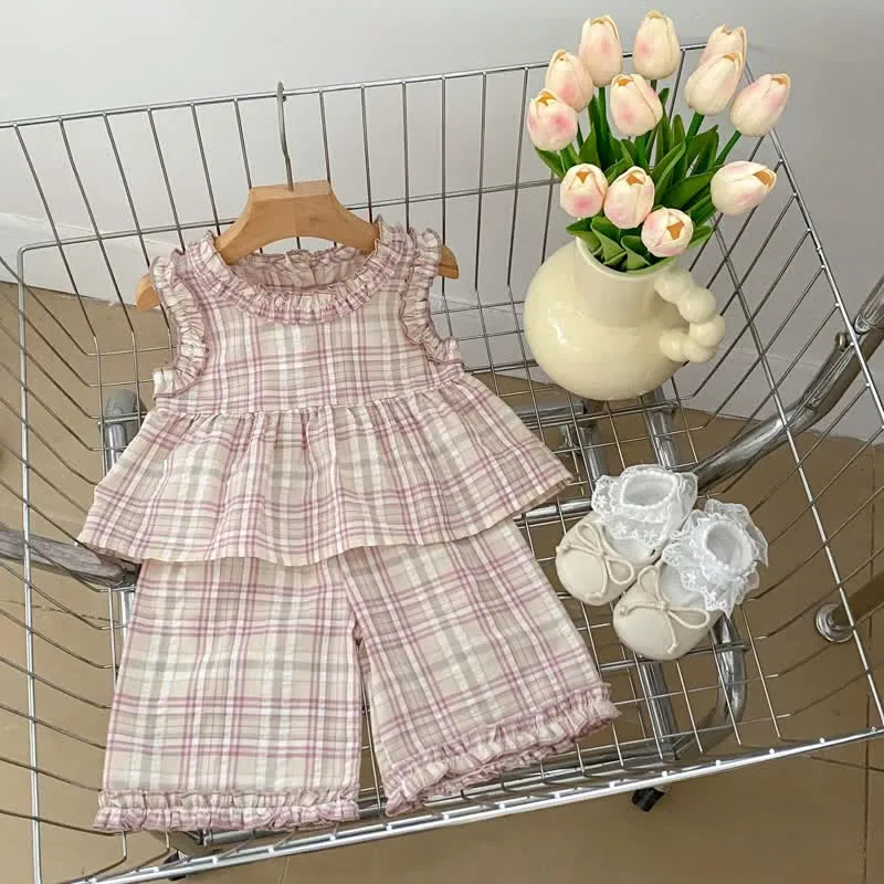 Baby Toddler 2-Piece Plaid Sleeveless Set