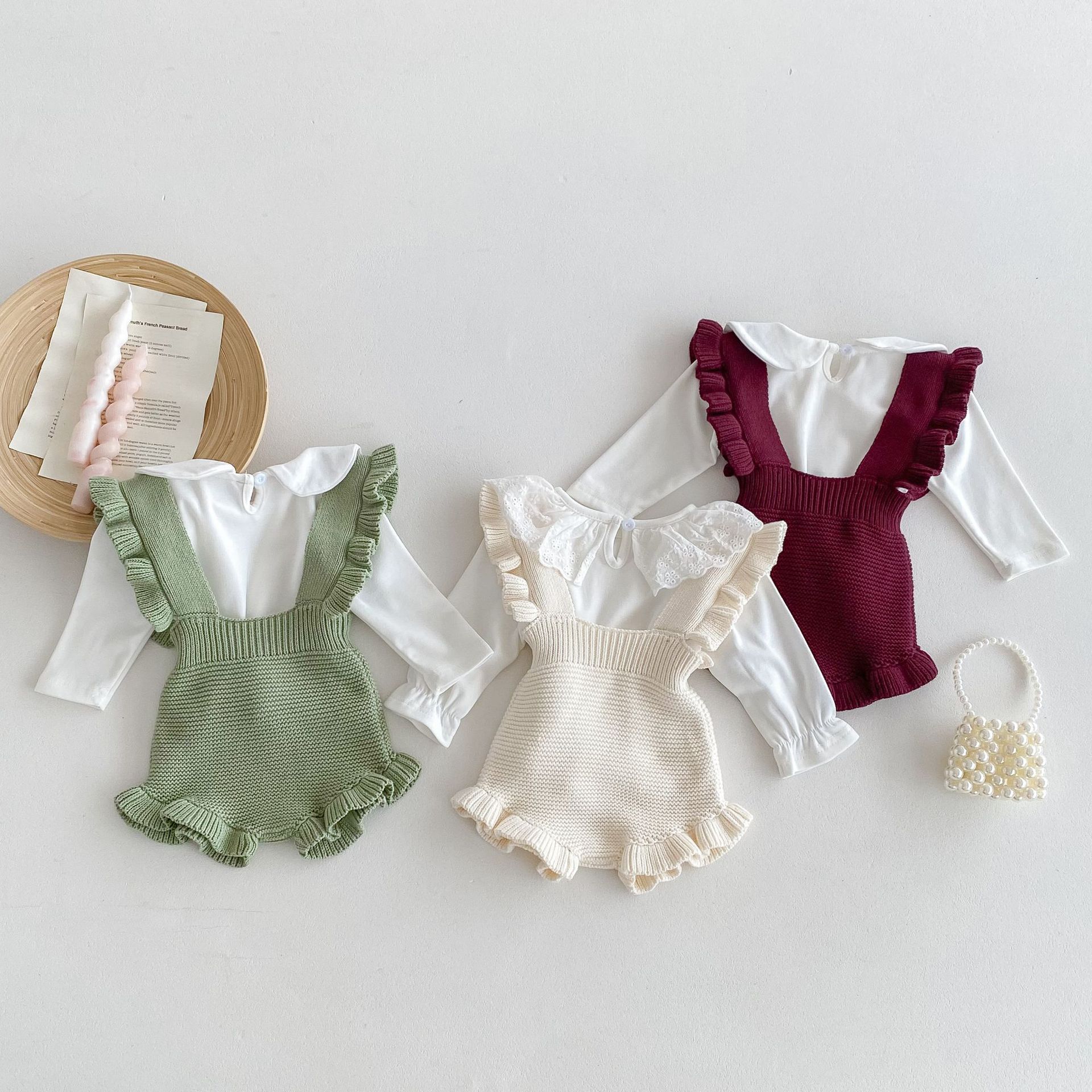 Baby Girl 2 Piece Ruffled Overalls