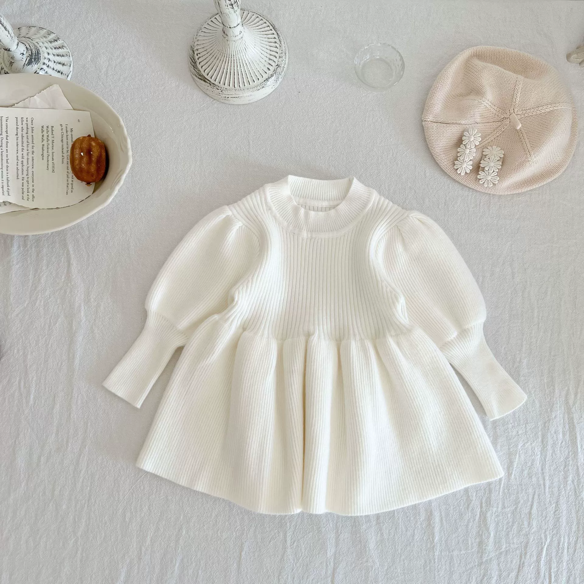 Baby Toddler Girl 2 Piece Puff Sleeves Dress