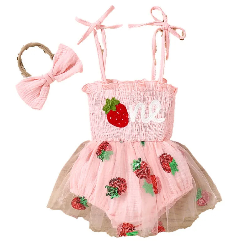 ONE Baby Strawbery Strap Bodysuit