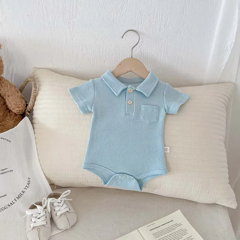 Baby Waffle Pocket Solid Color Bodysuit