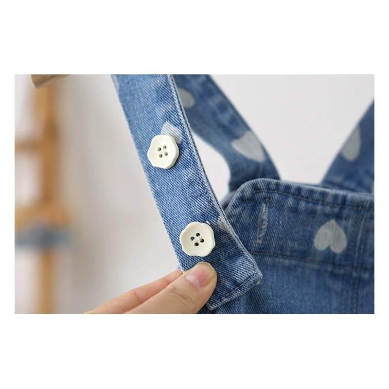 Baby Allover Heart Denim Blue Overalls