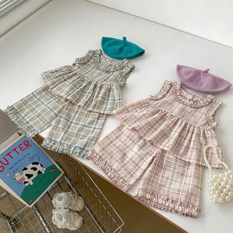 Baby Toddler 2-Piece Plaid Sleeveless Set