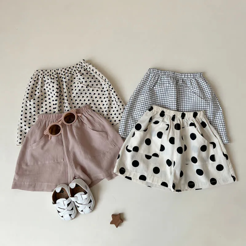 Baby Heart Dots Plaid Basic Shorts