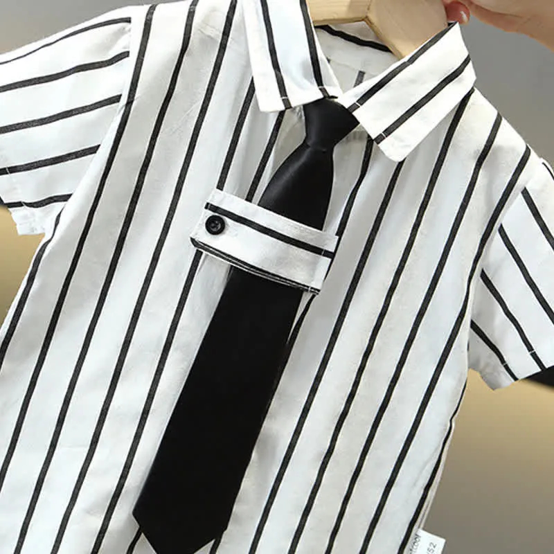 Baby 2-Piece Vertical Striped Polo White Set