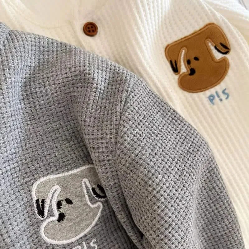 Toddler Embroidered Puppy Waffle T-Shirt