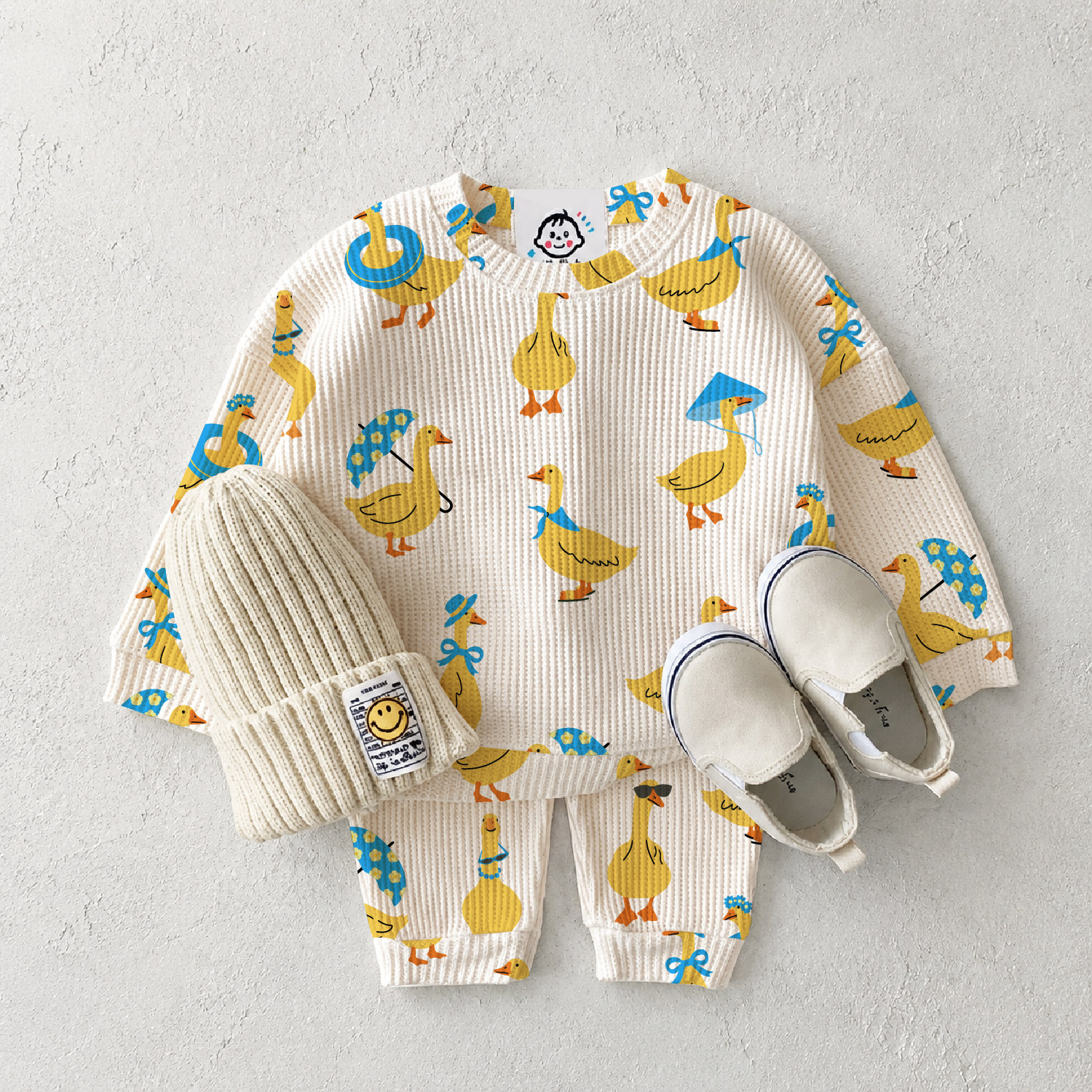 Baby Goose Pattern Waffle 2-Piece Set