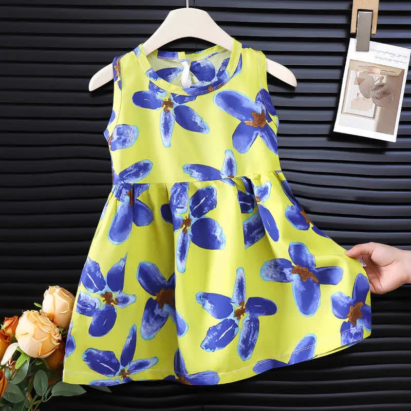 Baby Flower Rainbow Cactus Sleeveless Dress