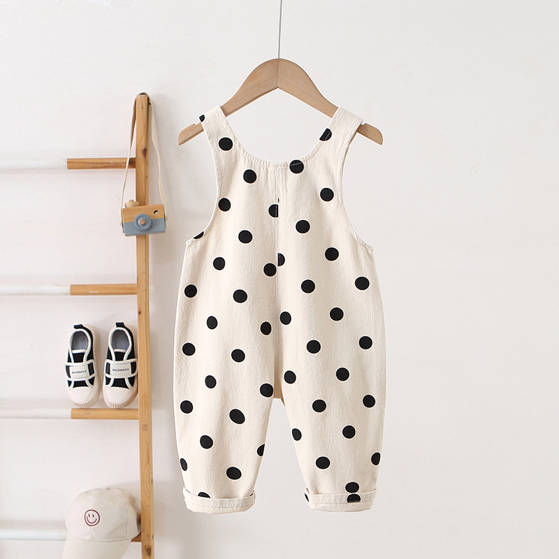 Toddler Lovely Black Dots Pocket Overalls