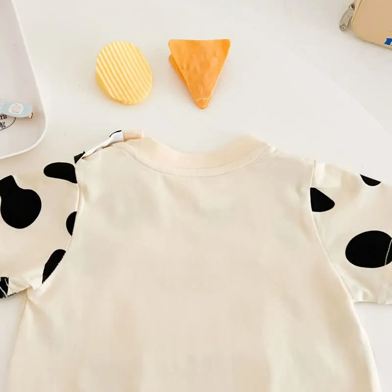 Baby Milk Cow Fake Two Pieces Romper