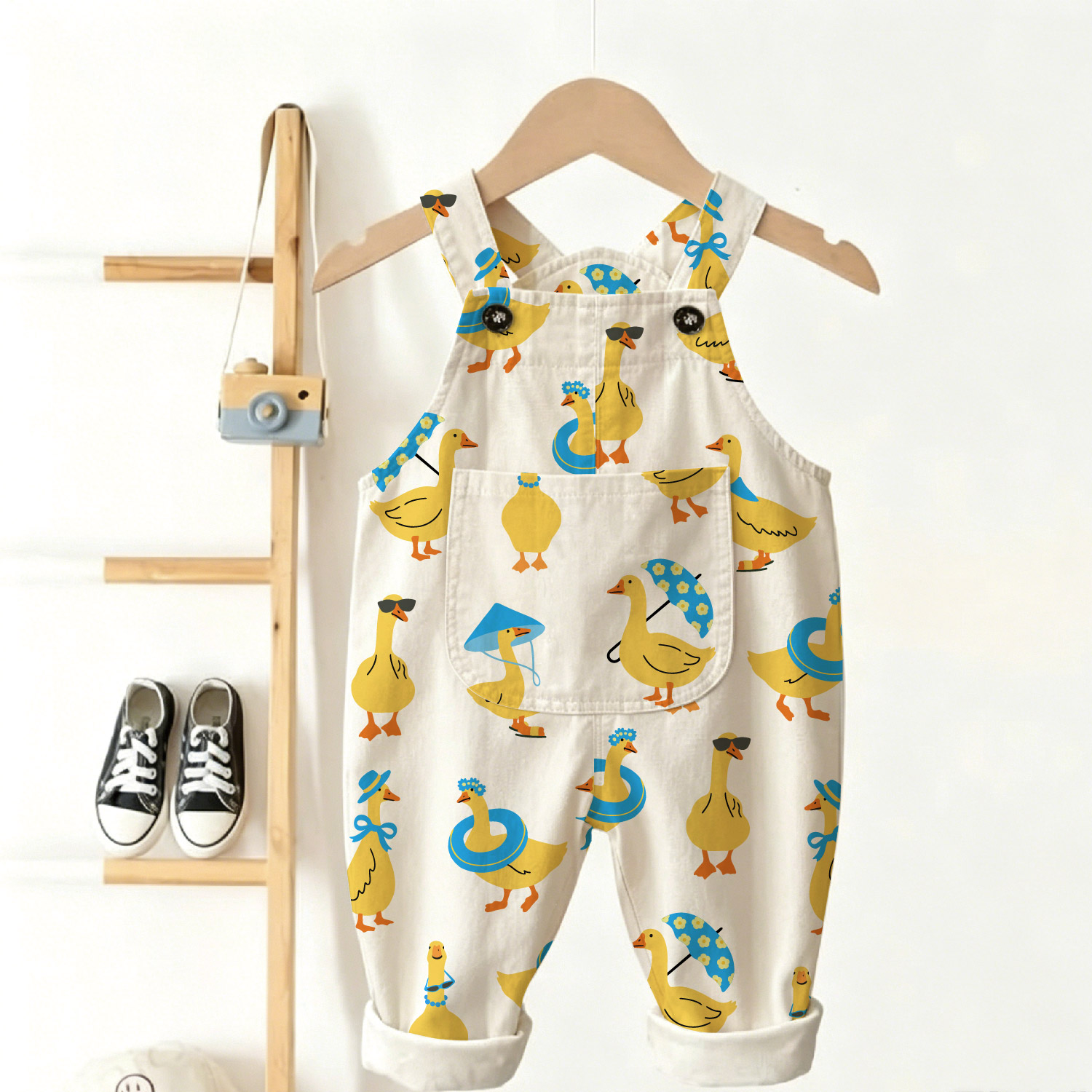 Baby Goose Pattern Overalls