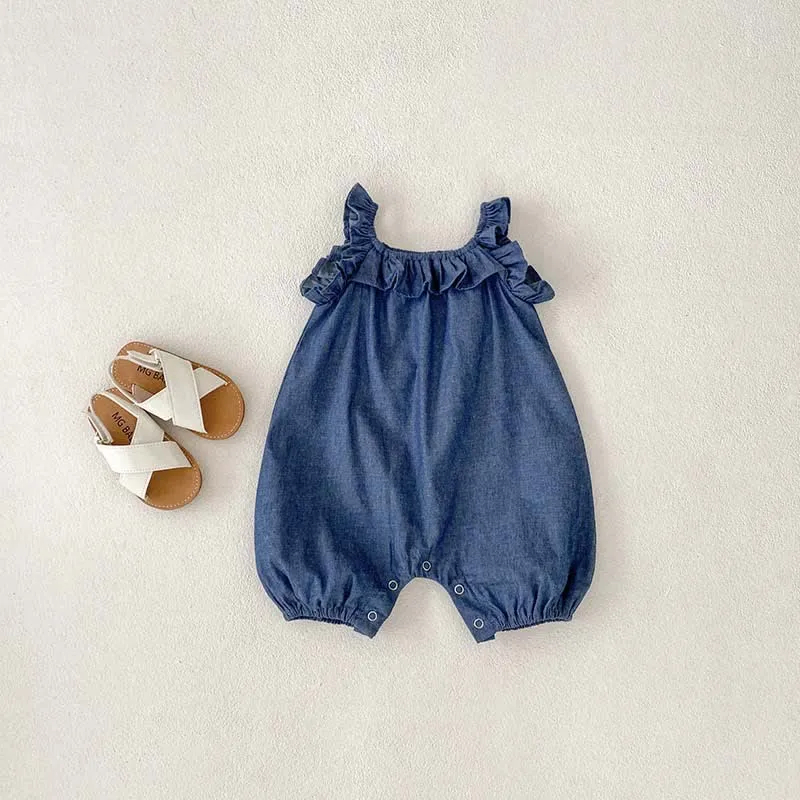 Baby Solid Color Stringy Selvedge Overalls