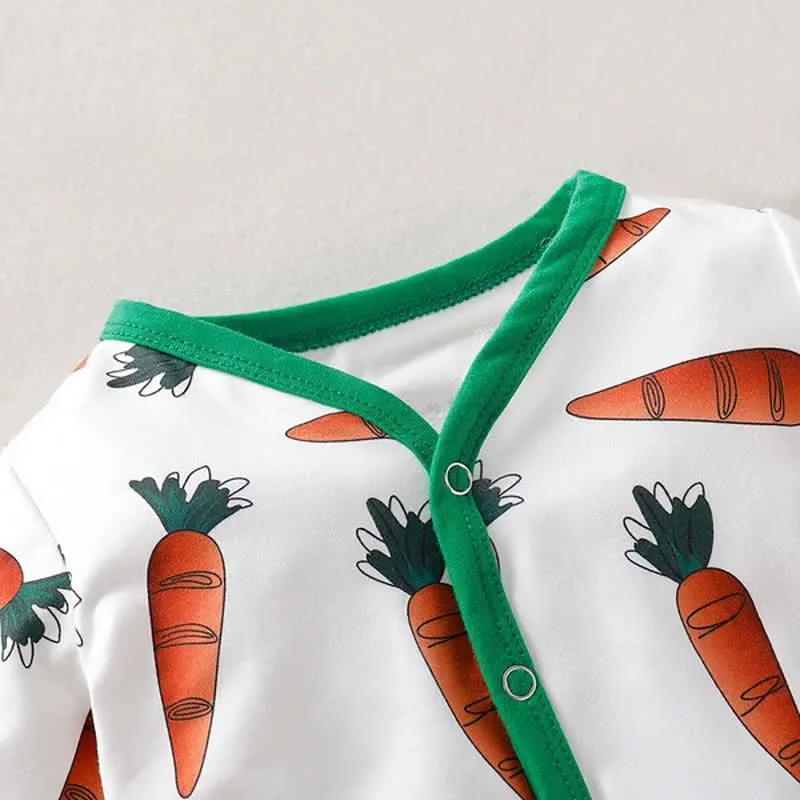 Baby Carrot Rabbit Ear Romper with Hat