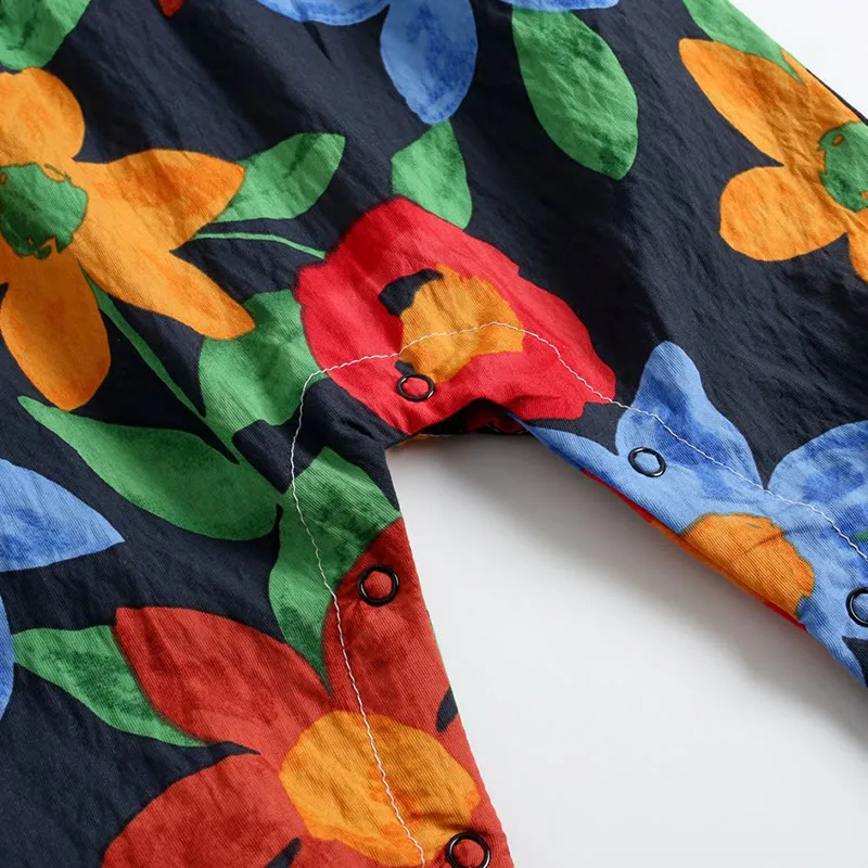 Baby Girl Dark Blue Floral Romper