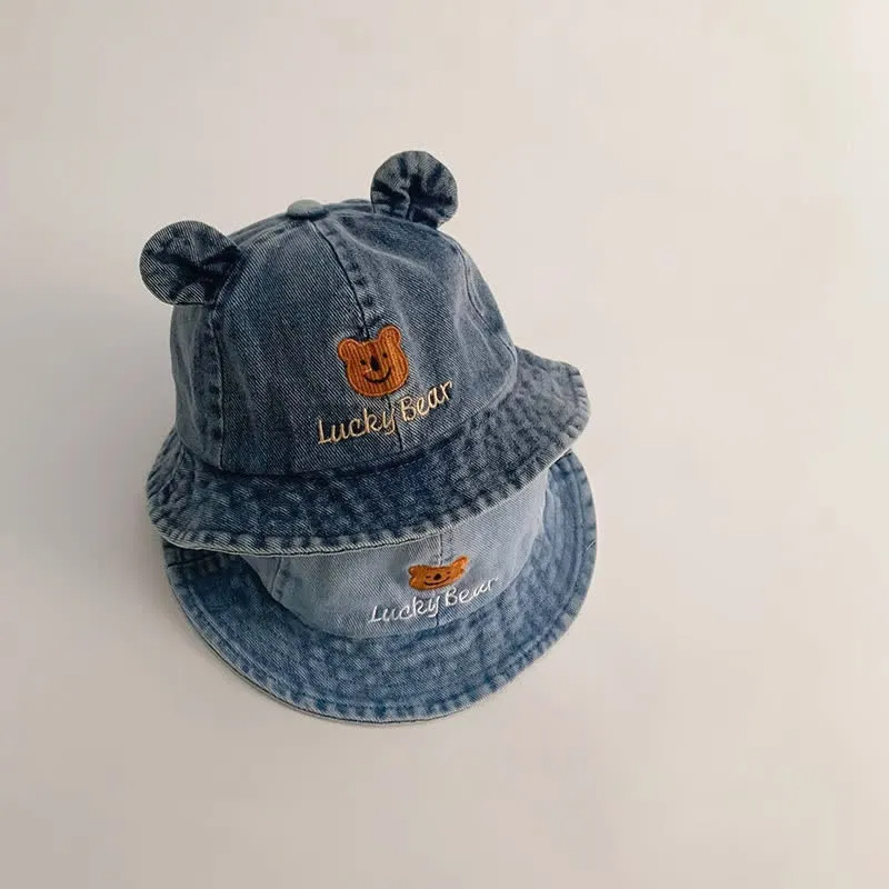 LUCKY BEAR Baby Denim Bear Bucket Hat