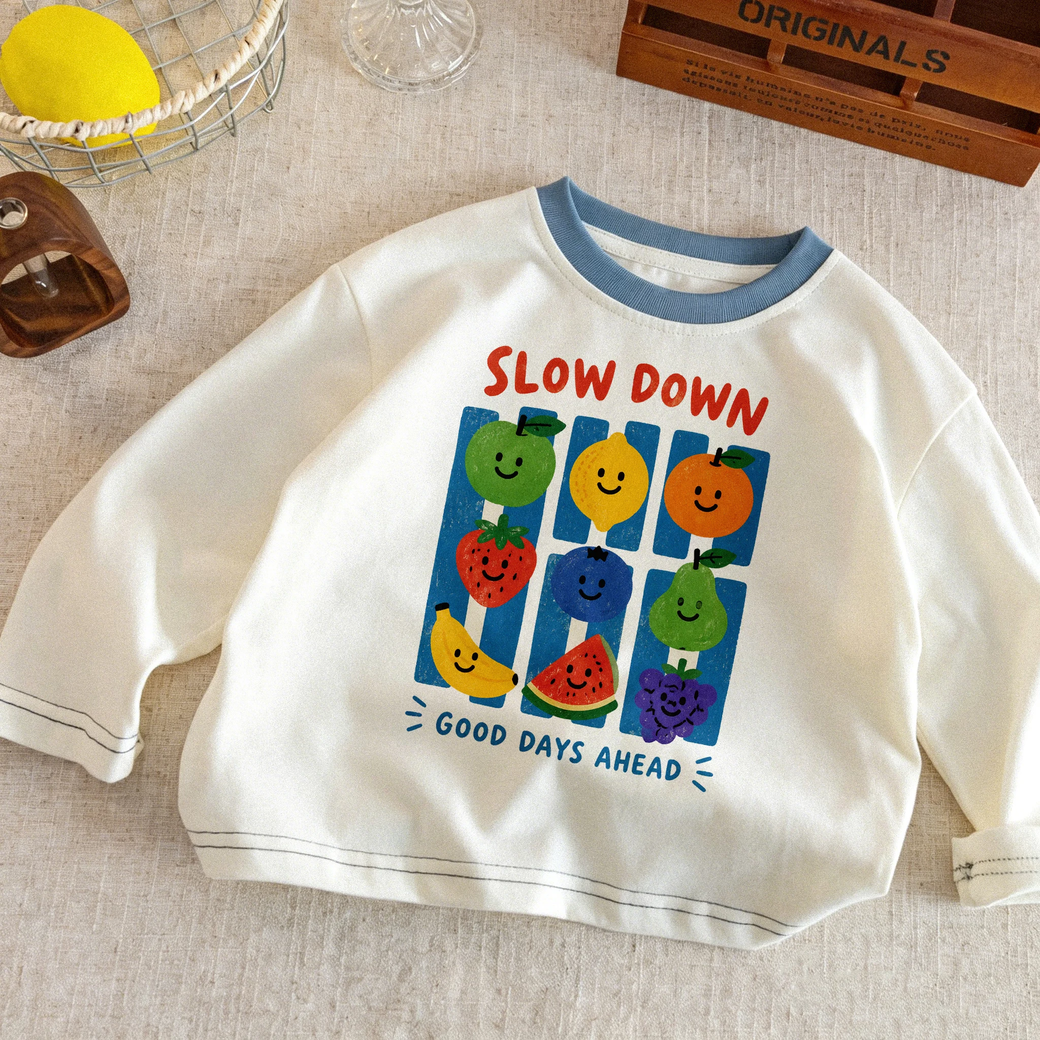 SLOW DOWN Baby & Kids Striped Fruit Printing Tee
