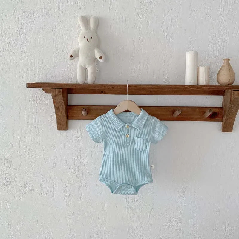 Baby Waffle Pocket Solid Color Bodysuit