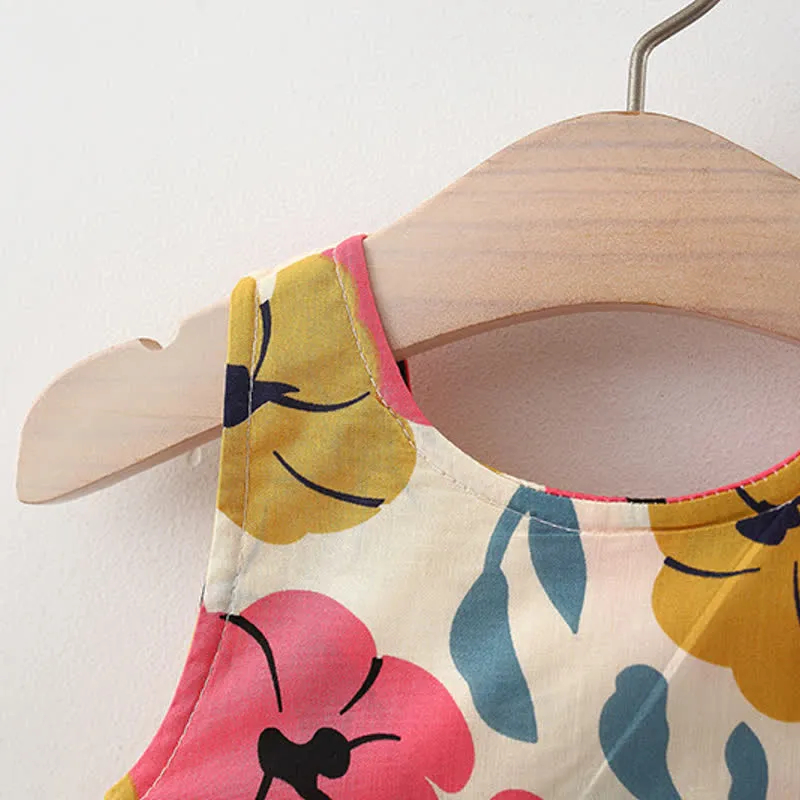 Baby Bowknot Florals Dress with Hat