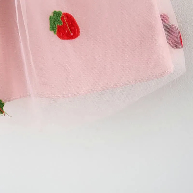 Baby Denim Bow Strawberry Tulle Dress