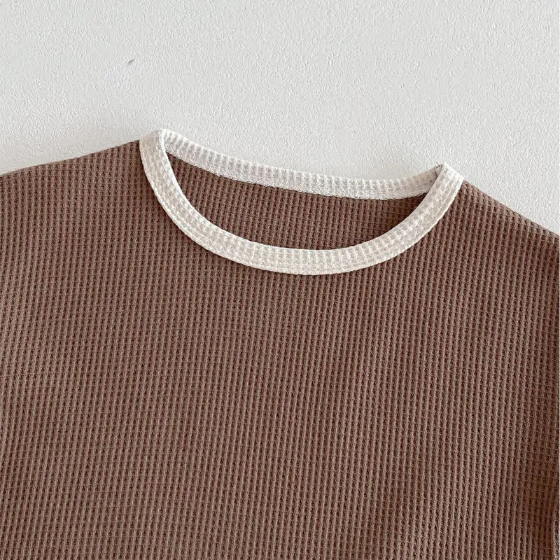 Baby 2-Piece Simple Waffle Sweatsuit Set