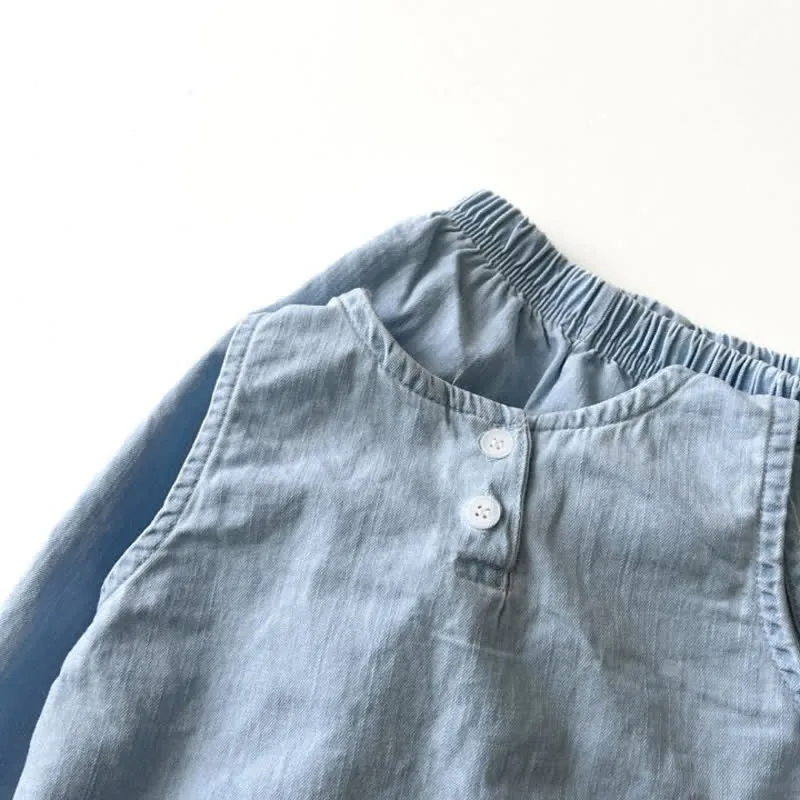 Toddler 2-Piece Denim Blue Sleeveless Set