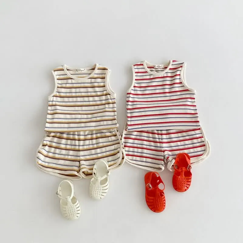 Kid 2-Piece Casual Striped Sleeveless Set
