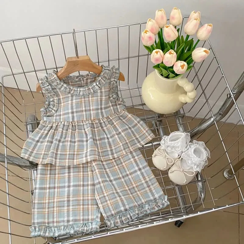 Baby Toddler 2-Piece Plaid Sleeveless Set