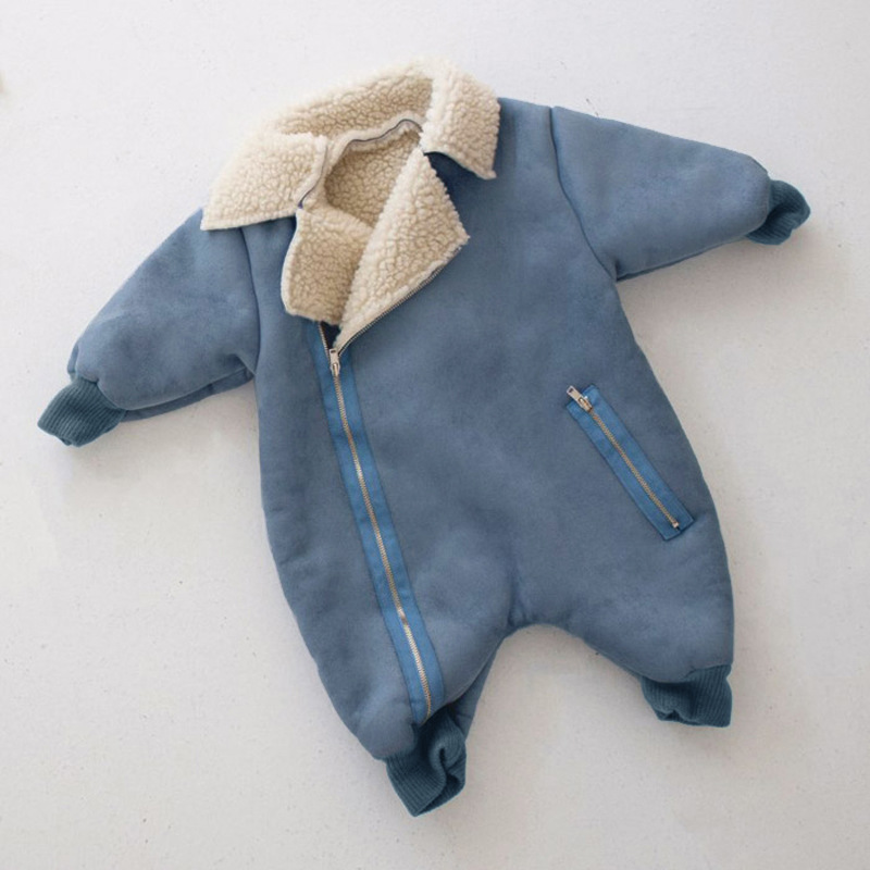 Baby Solid Color Lambswool Warm Romper