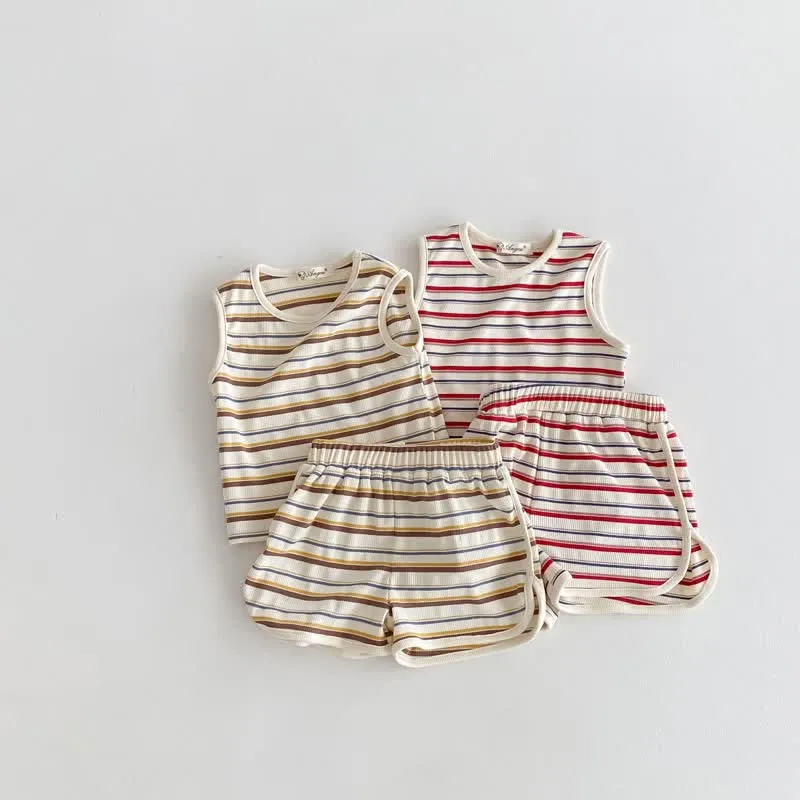 Kid 2-Piece Casual Striped Sleeveless Set